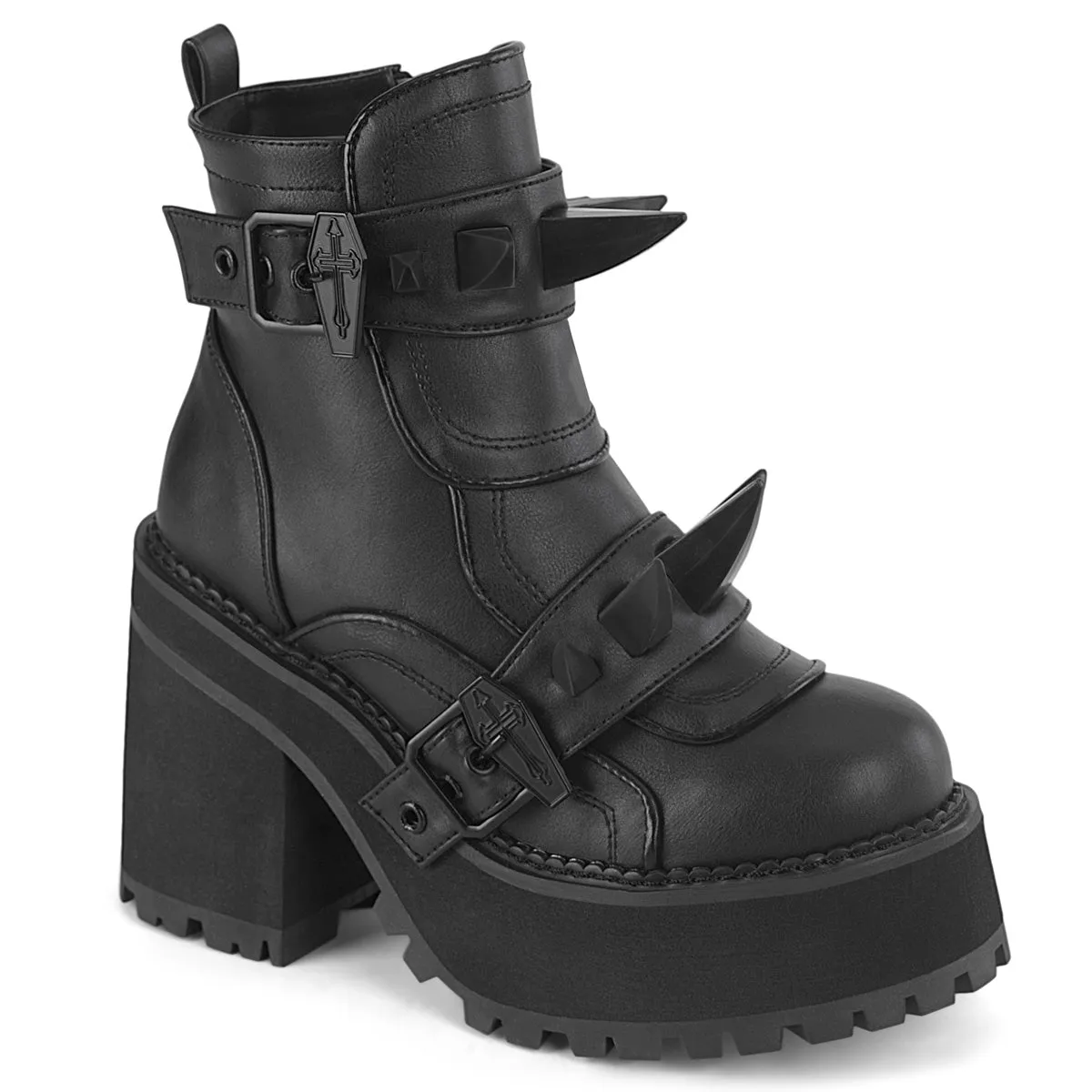 4 Inch Heel ASSAULT-72 Black Vegan Leather