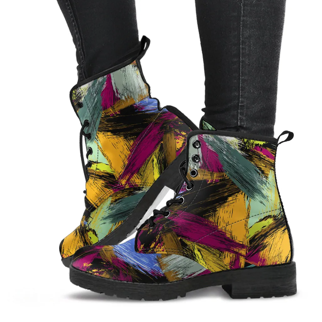 Abstract Paint Custom Leather Boots