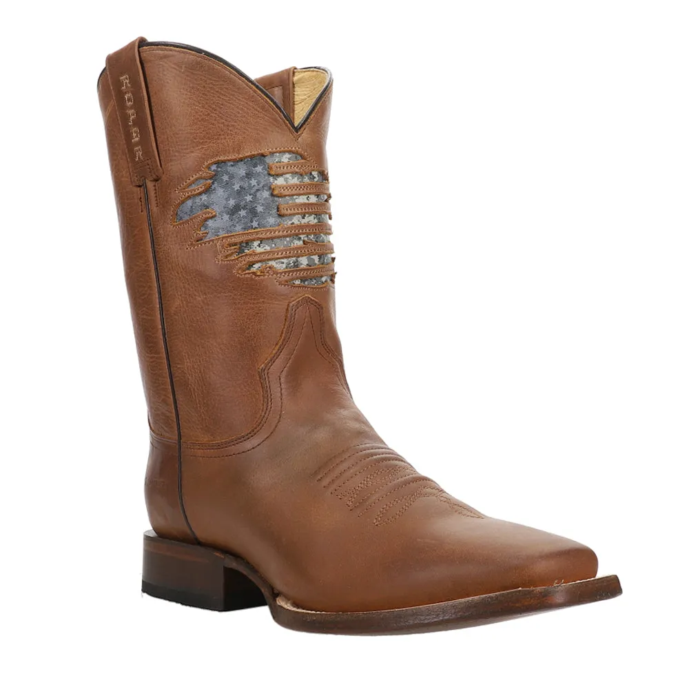 America Rules Patriotic Square Toe Cowboy Boots