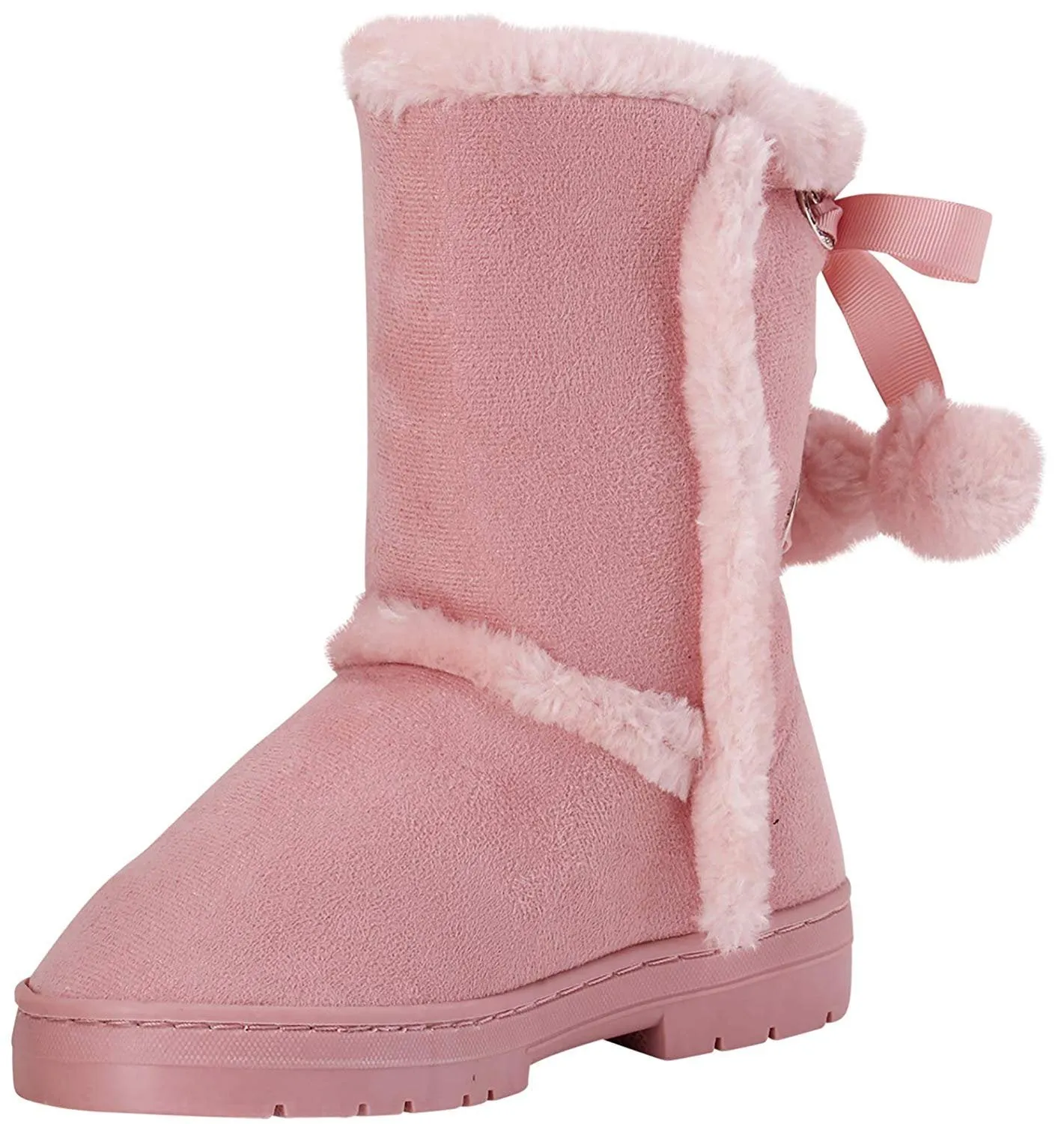 bebe Girls' Fur Trimming Winter Boots with Back Lace Up (Toddler/Little Girl/Big Girl)