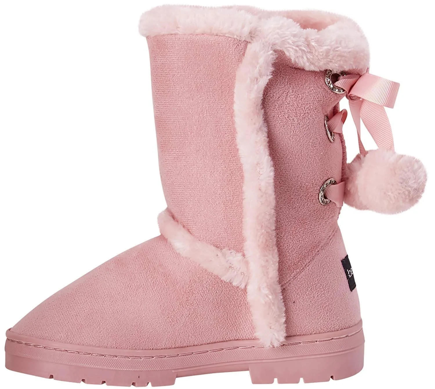 bebe Girls' Fur Trimming Winter Boots with Back Lace Up (Toddler/Little Girl/Big Girl)