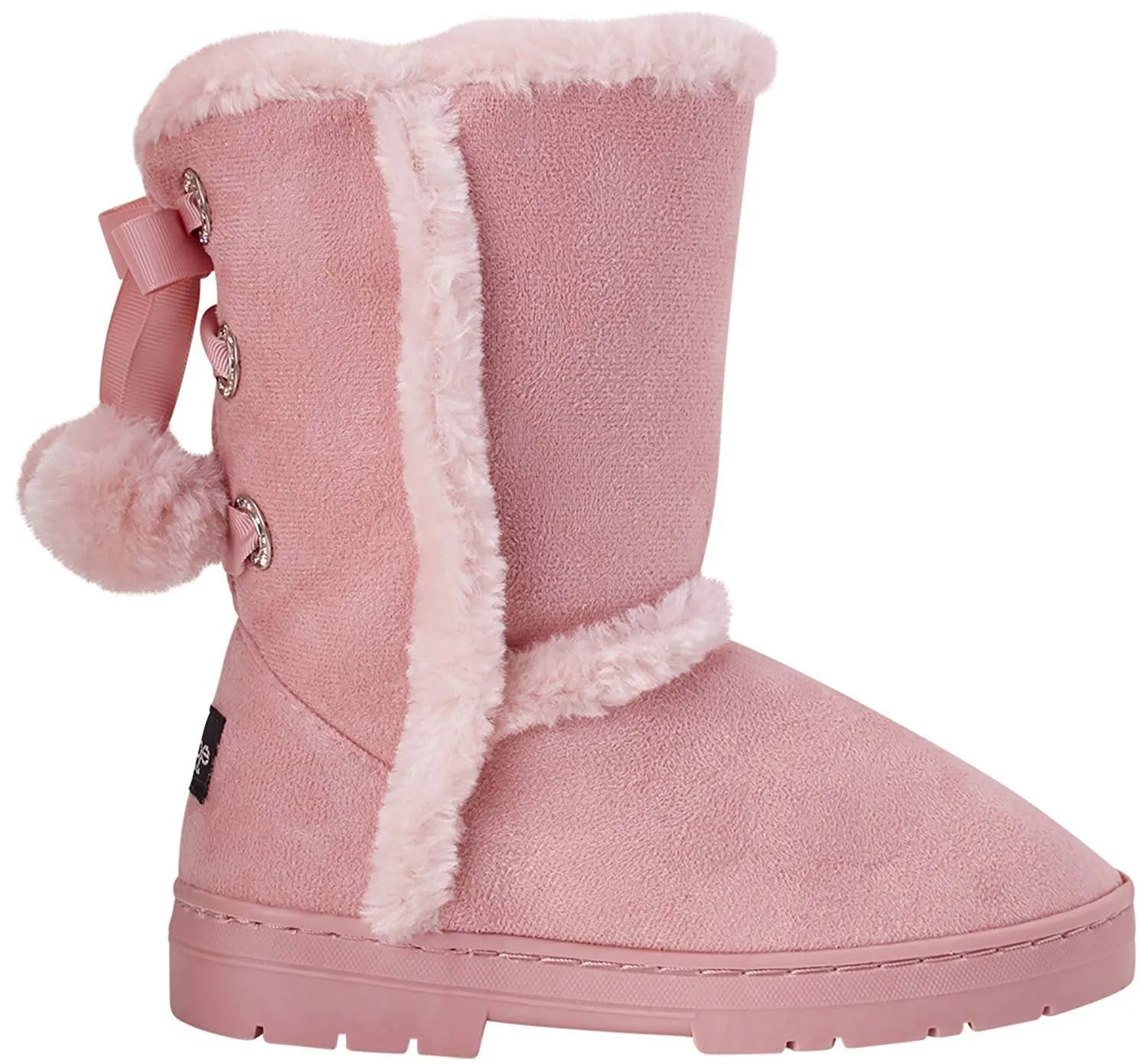 bebe Girls' Fur Trimming Winter Boots with Back Lace Up (Toddler/Little Girl/Big Girl)