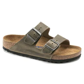 'Birkenstock' Men's Arizona Oiled Leather Soft Bed Sandal - Faded Khaki