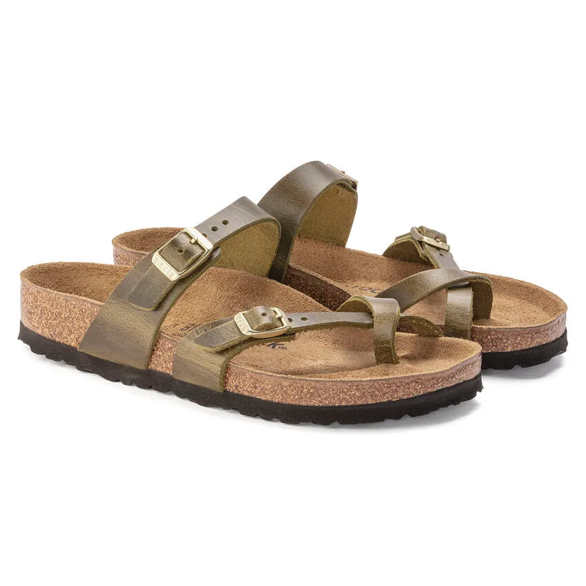 'Birkenstock USA' Women's Mayari Leather Sandal - Green Olive