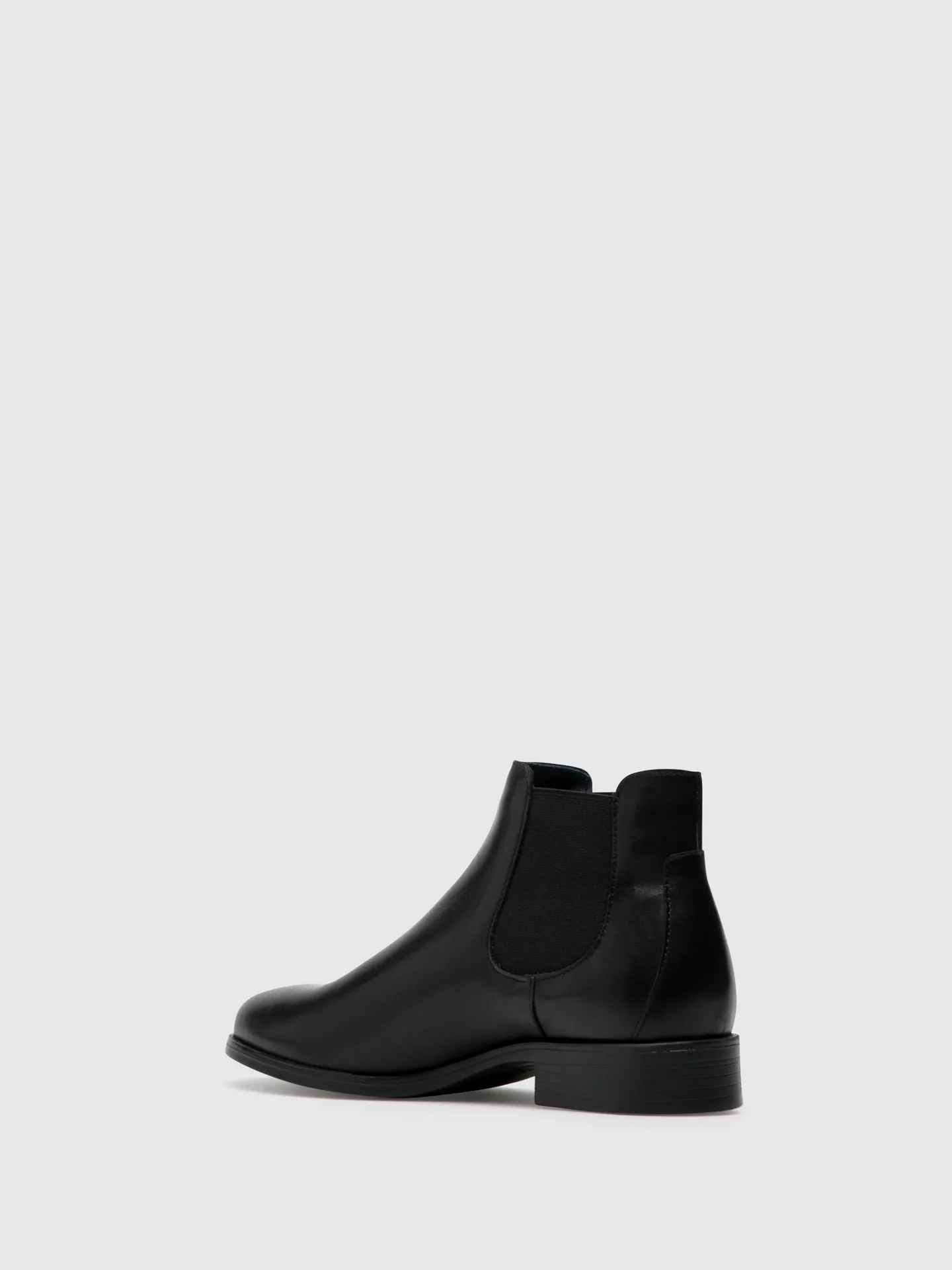 Black Leather Elasticated Ankle Boots