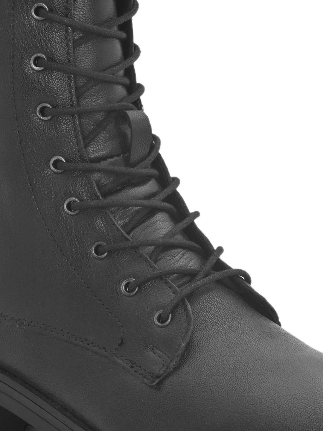 Black Leather Lace Up Boots