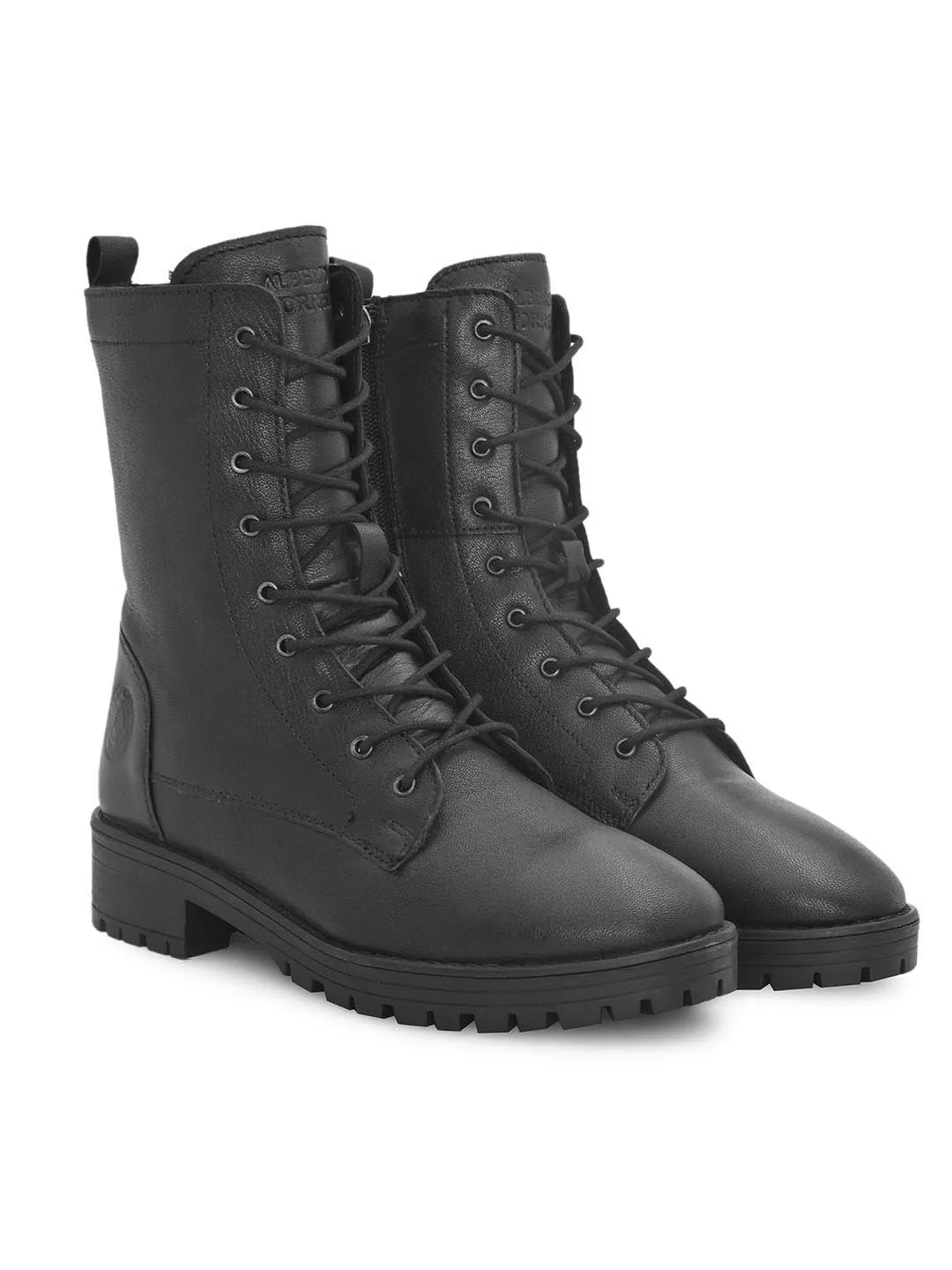 Black Leather Lace Up Boots