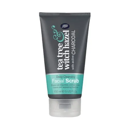 Boots Tea Tree And Witch Hazel Charcoal Facial Face Scrub 150Ml