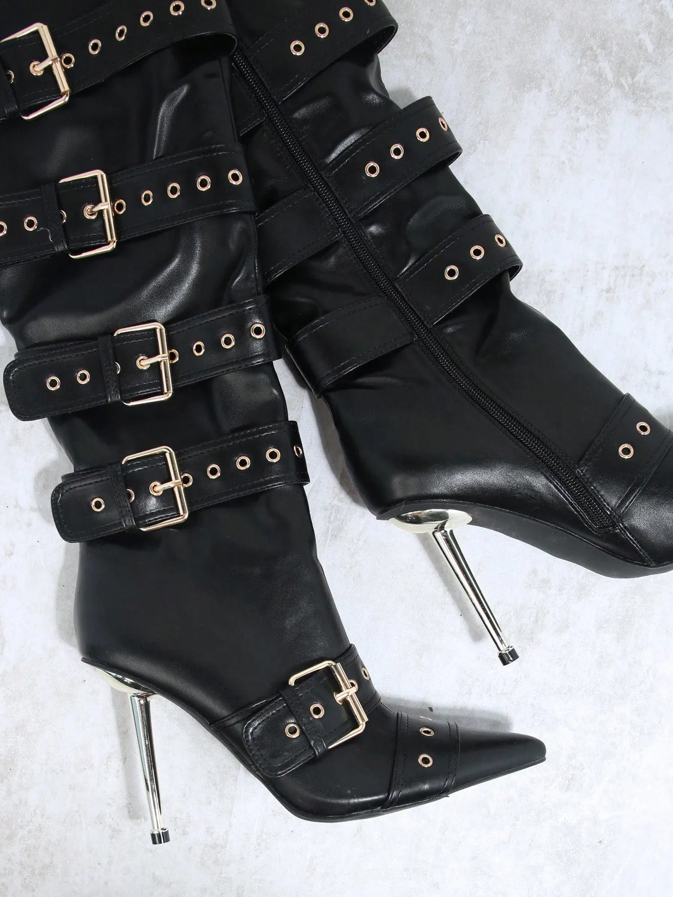 Buckle Detail Knee High Boots