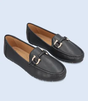 BW8465-BLACK-Women Comfort Moccasins