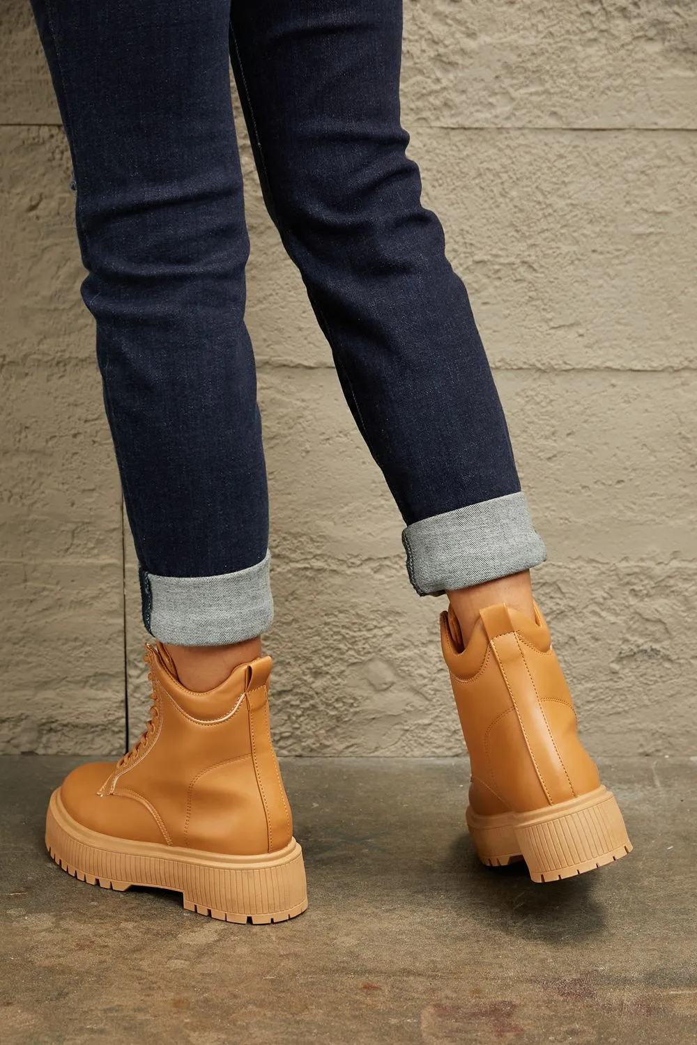 Caramel Platform Combat Boots