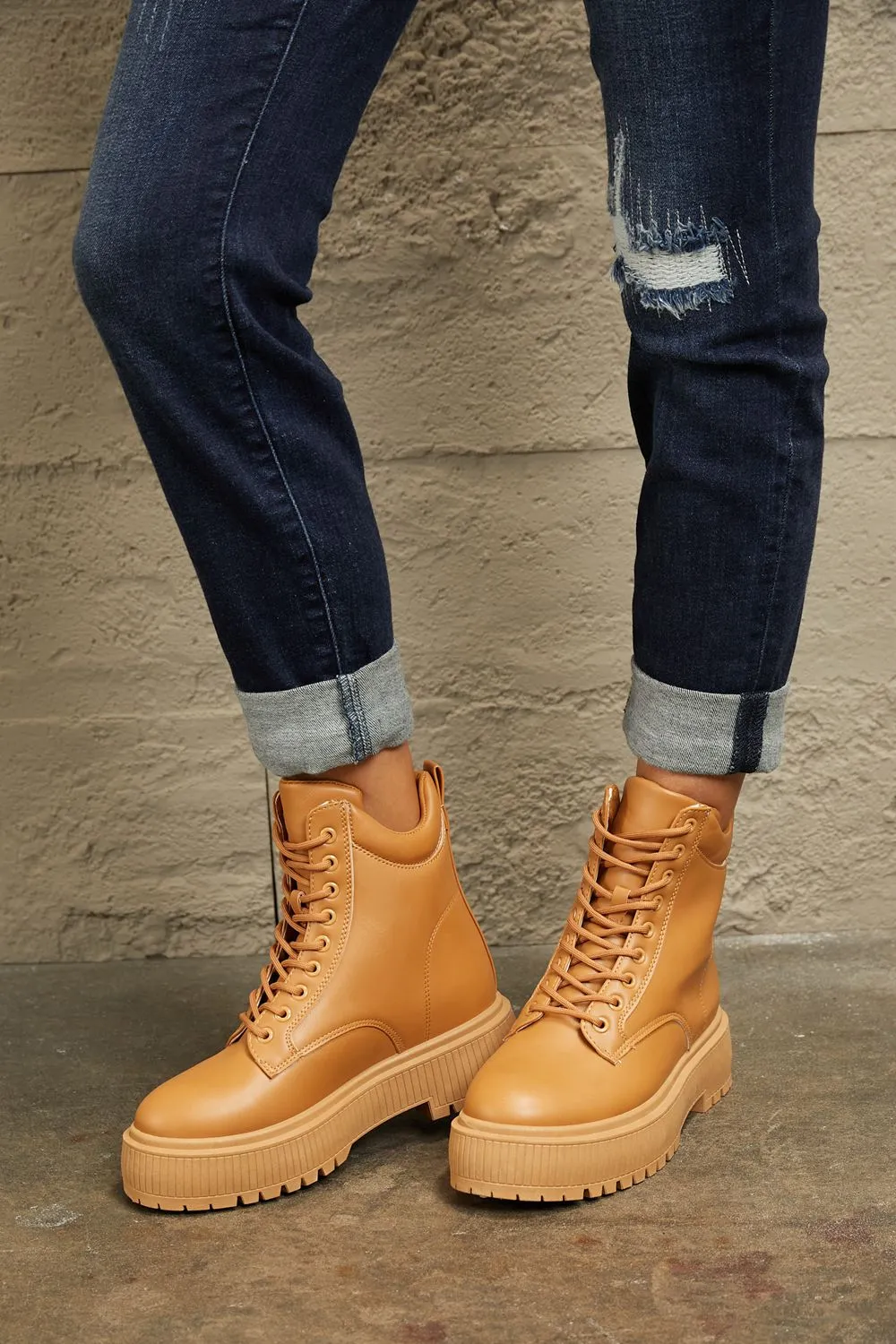 Caramel Platform Combat Boots