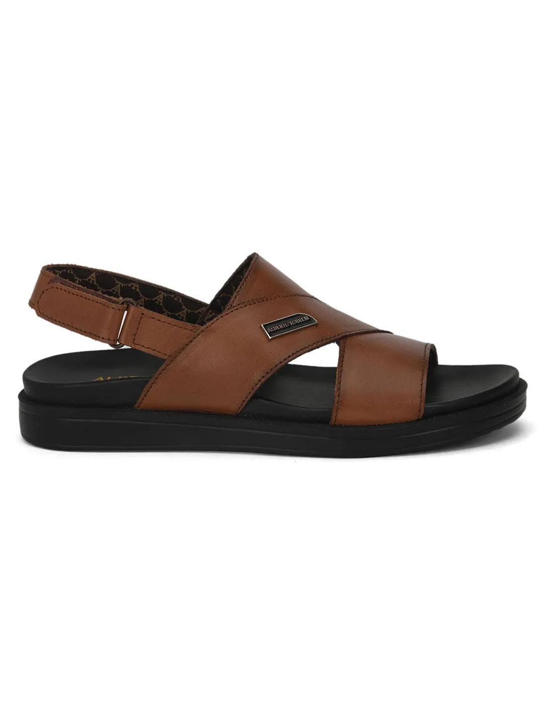 Deriko Brown Genuine Leather Slingback Sandals For Men