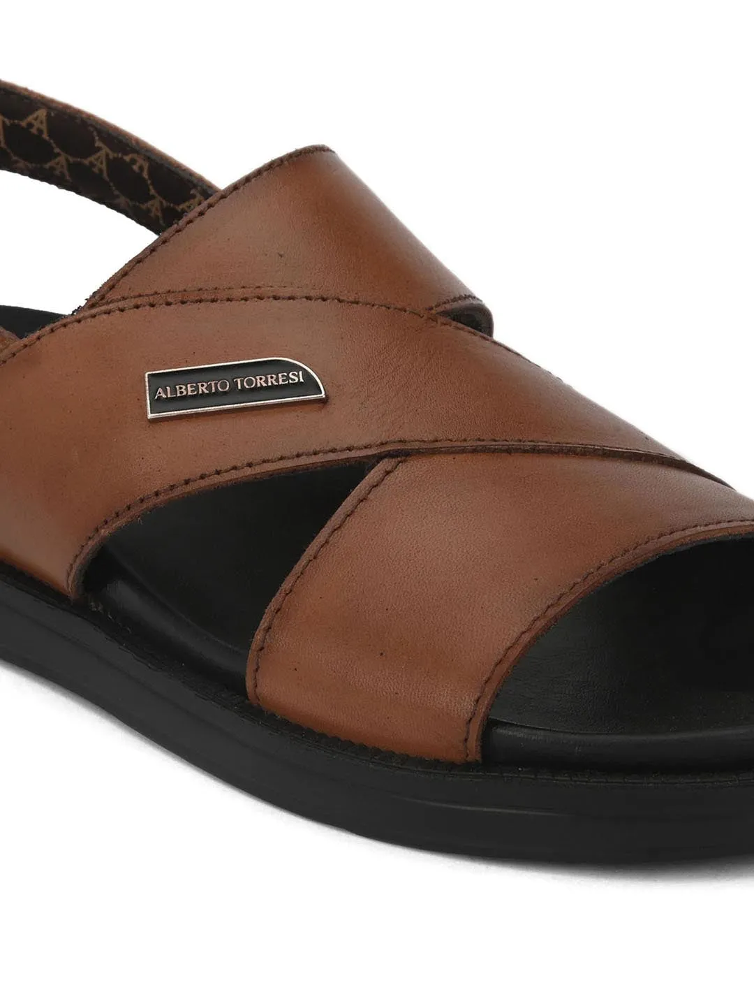 Deriko Brown Genuine Leather Slingback Sandals For Men