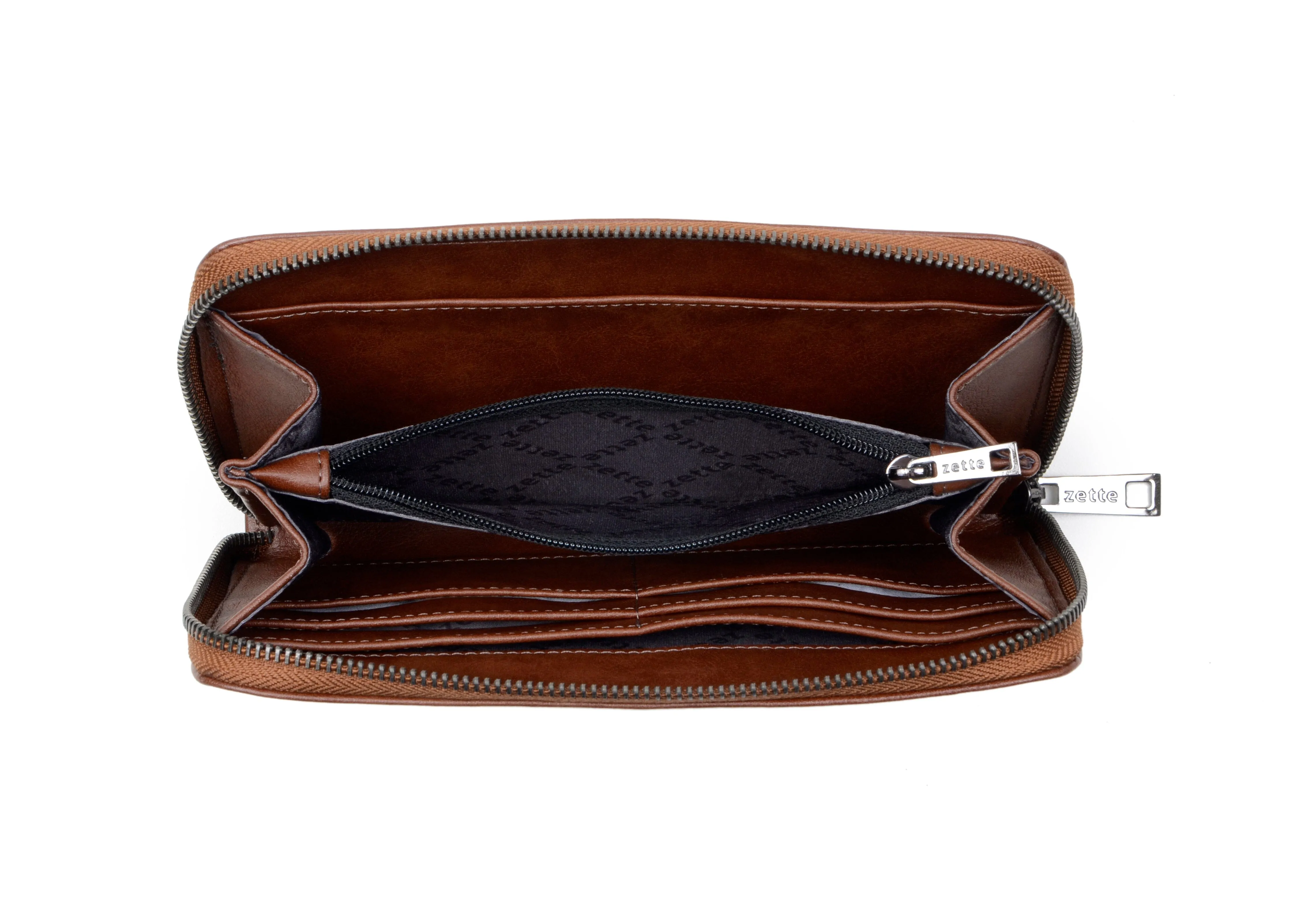 'Eve' women's vegan leather wallet Zette - cognac