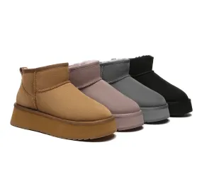 EVERAU® UGG Boots Sheepskin Wool Ankle Ultra Mini Platform