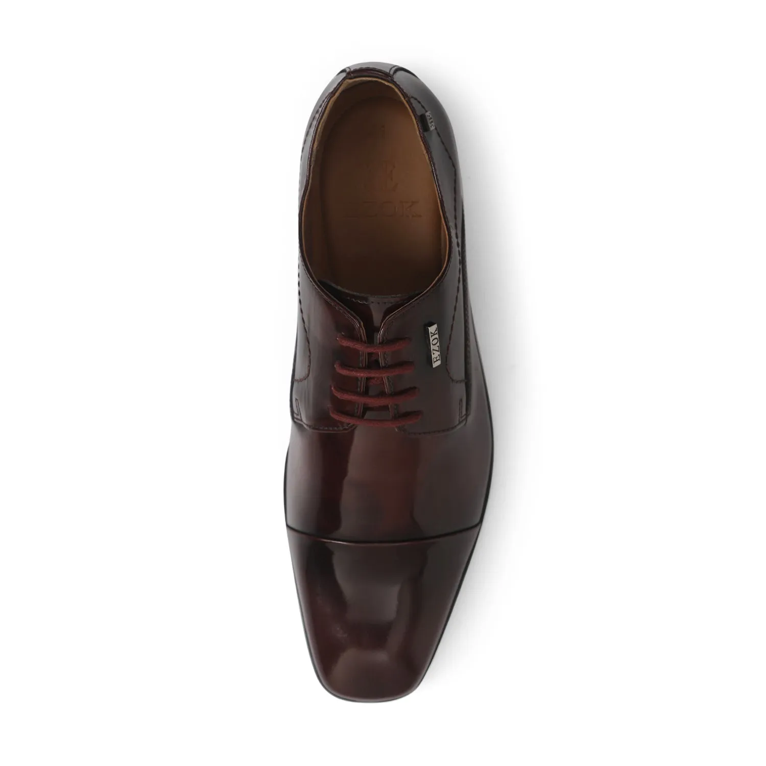 Ezok Brown Formal Cap Toe Leather Derby Shoes