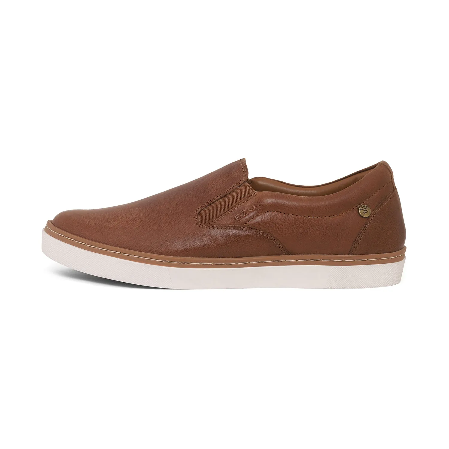 Ezok Mens Tan Slip-On Sneakers