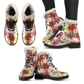 Floral - Fur Vegan Boots