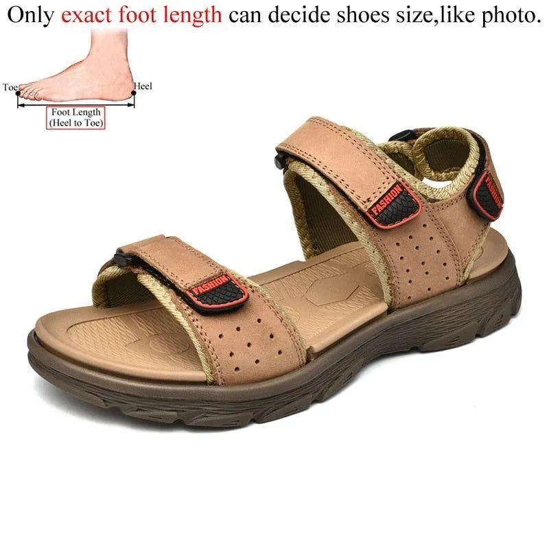 FZ143 Men's Lightweight Leather Beach Sandals Casual Shoes