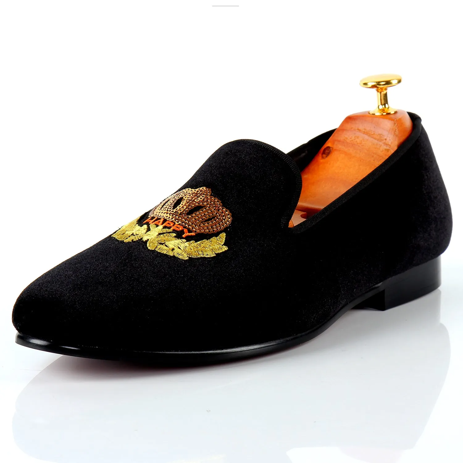 Harpelunde Velvet Loafer Men Flats Handmade Embroidered Casual Shoes