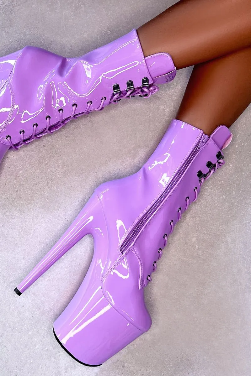 Hella Heels LipKit 8inch Boots - Grape