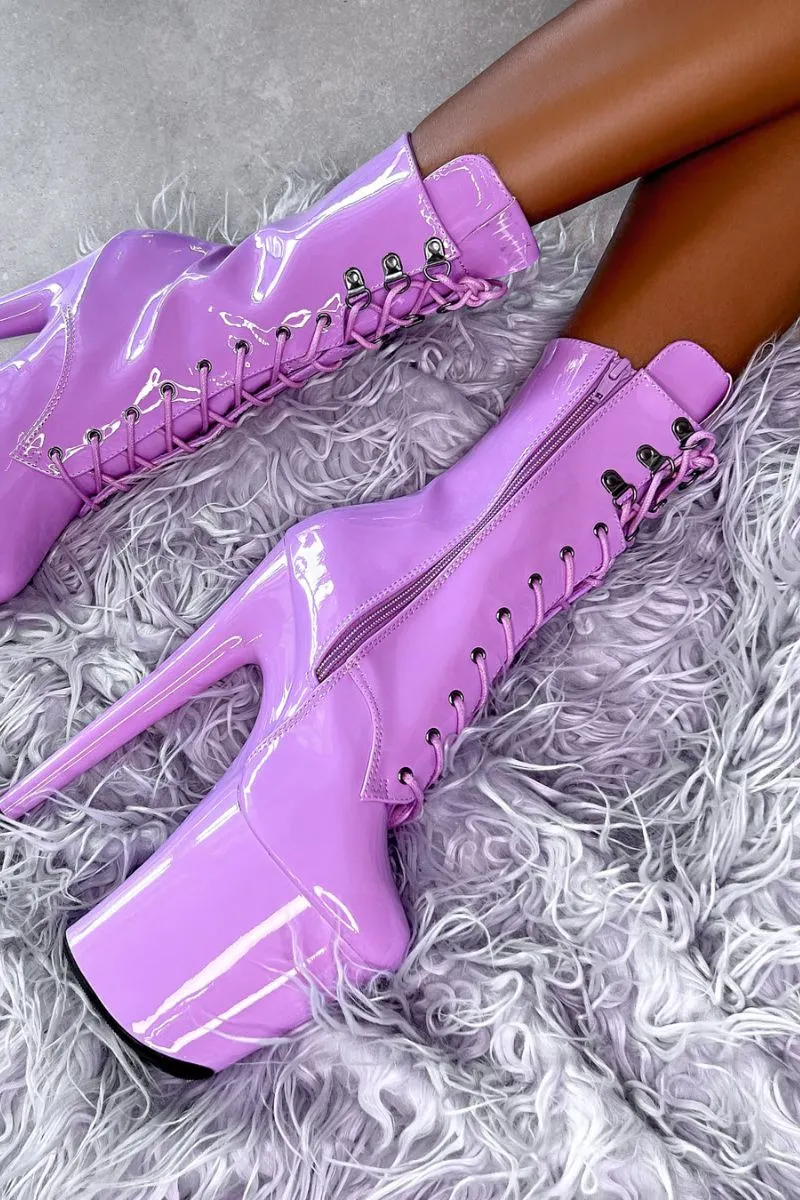 Hella Heels LipKit 8inch Boots - Grape