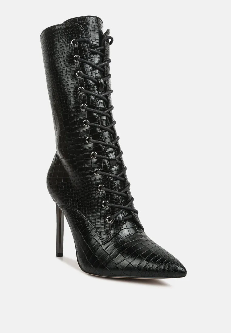 Knocturn Croc Textured Over The Ankle Boots