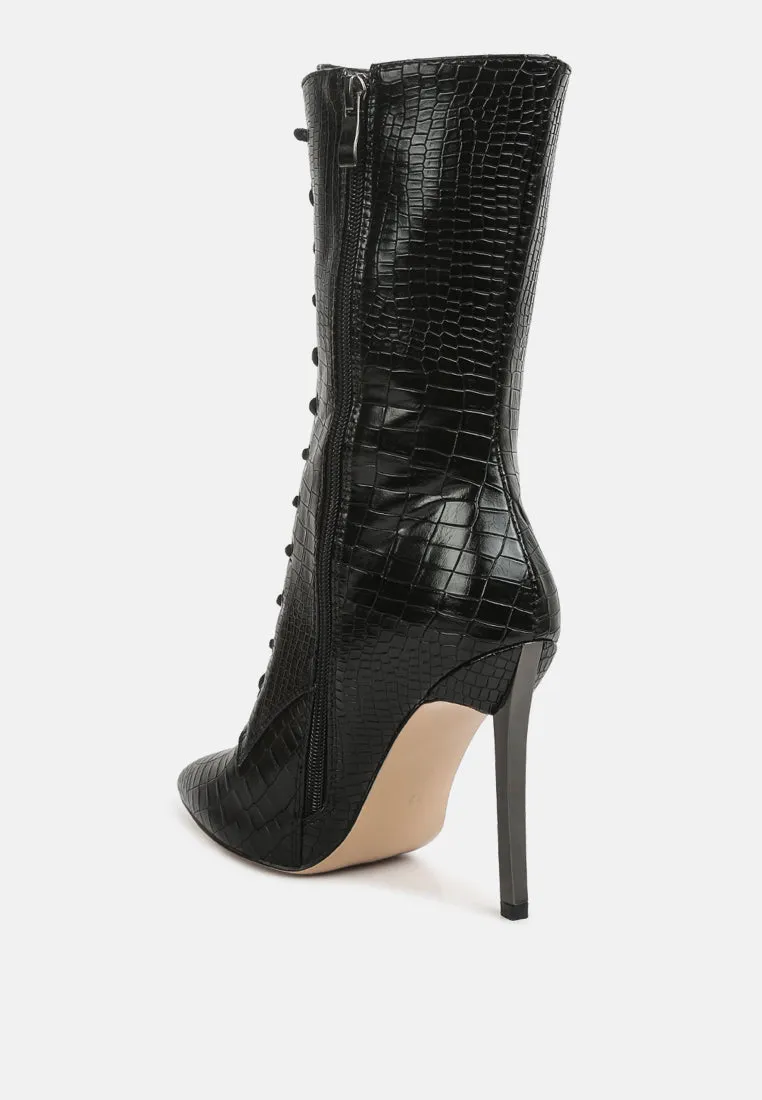 Knocturn Croc Textured Over The Ankle Boots