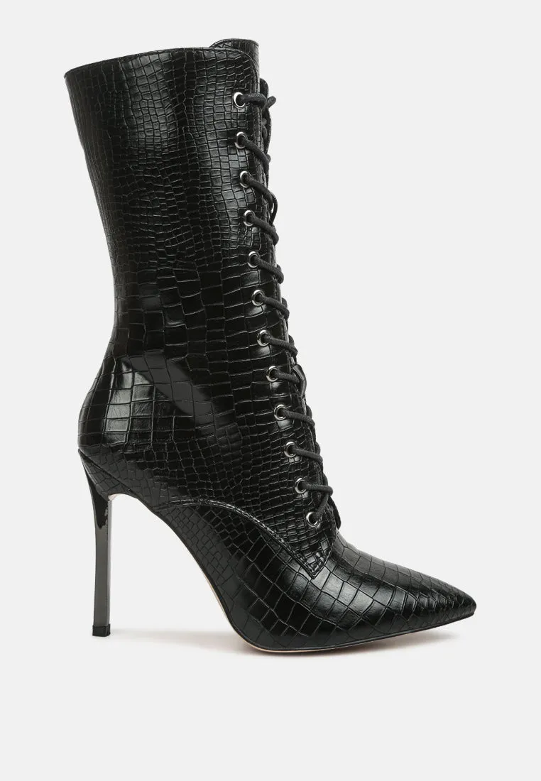 Knocturn Croc Textured Over The Ankle Boots