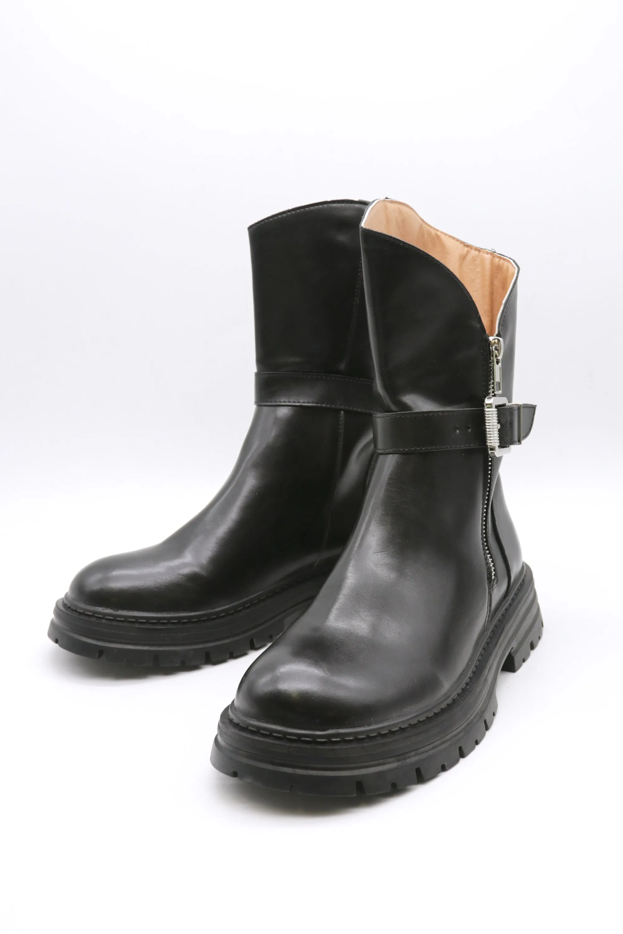 Lili Belted Ankle Boots w/Side Zip