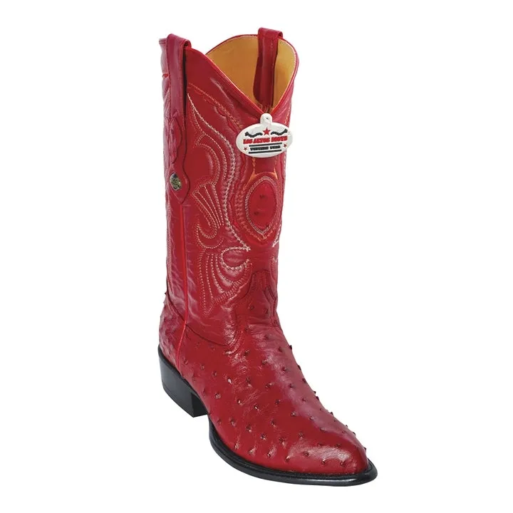 Los Altos Red J-Toe Genuine Ostrich