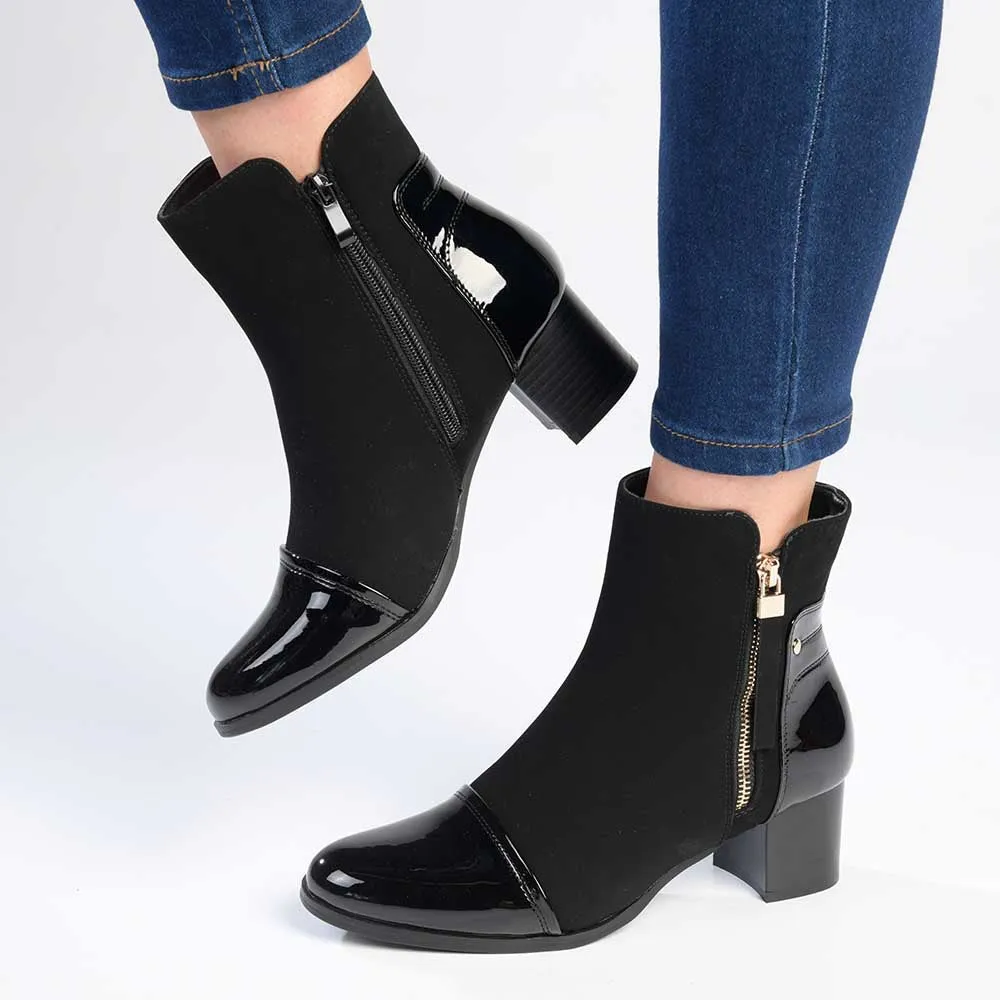 Madison Fabiola Patent Toe Ankle Boot - Black