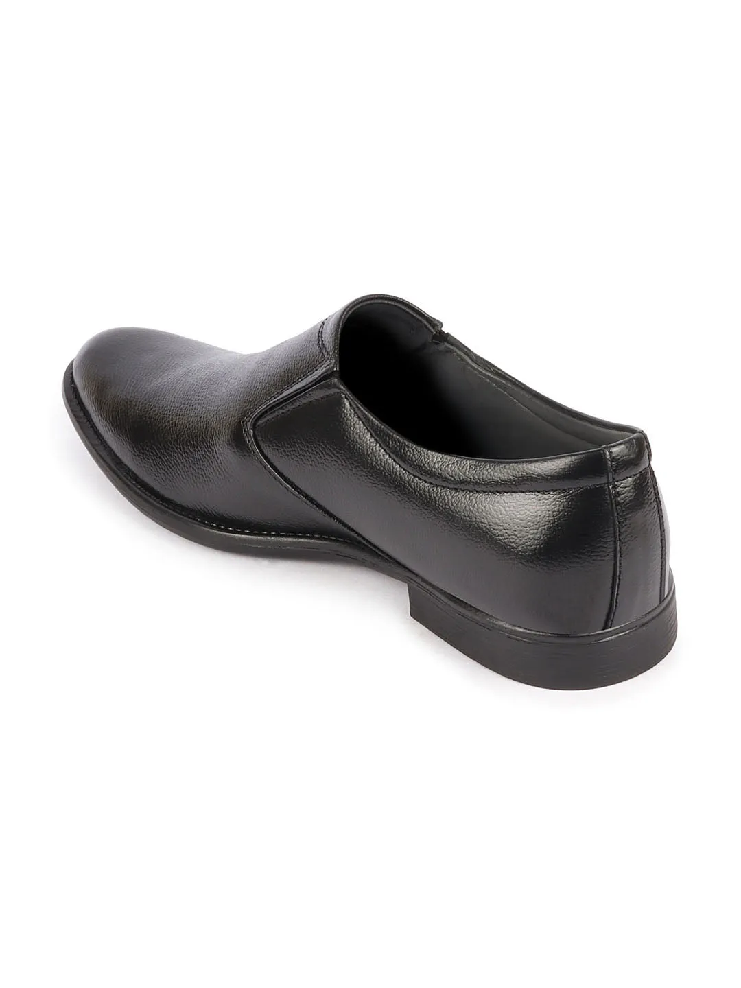 Men Black Genuine Leather Classic Formal Office Slip On Shoes