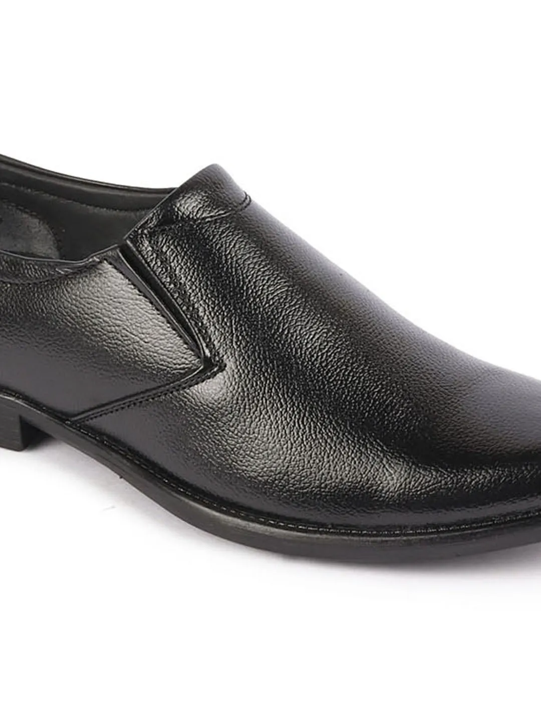 Men Black Genuine Leather Classic Formal Office Slip On Shoes