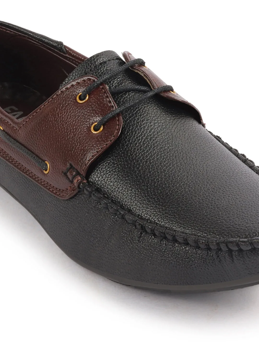 Men Black Slip On Boat Shoes