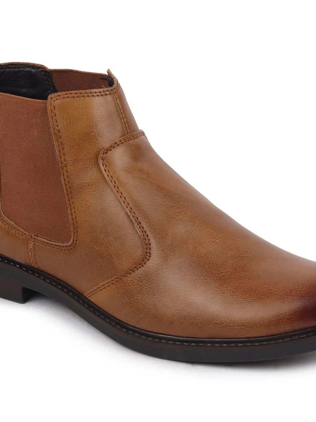 Men Tan Chelsea Slip On Boots