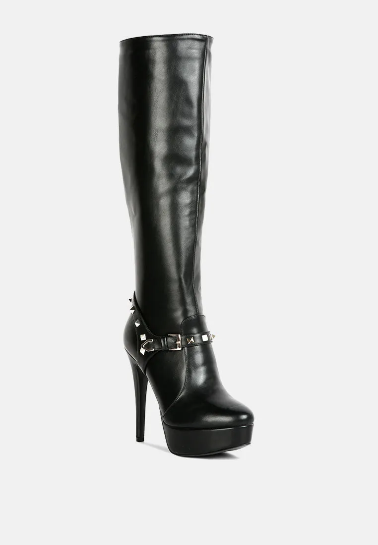 Nephele Studs Embellished Stiletto Calf Boots