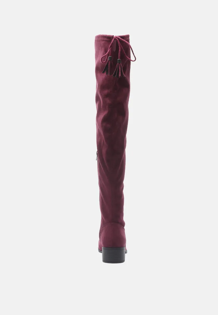 Nople Knee Boots With Drawstring