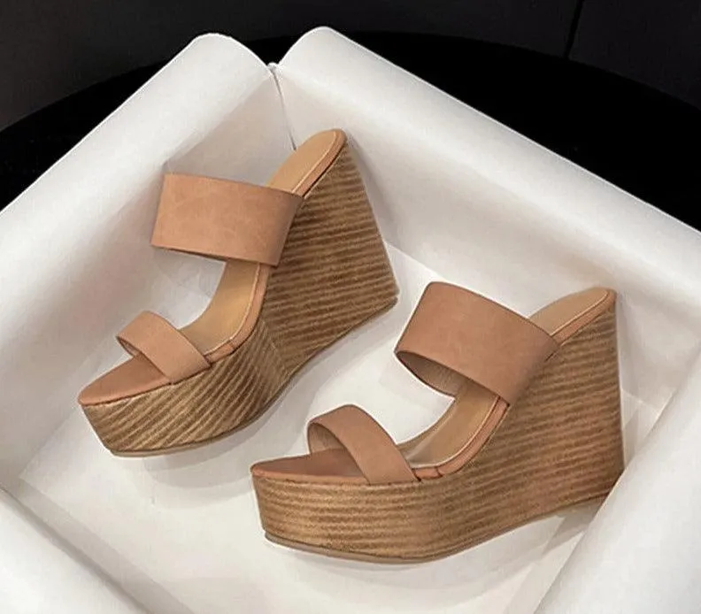 Peep Toe Wedge Sandal Shoes