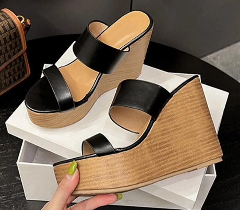 Peep Toe Wedge Sandal Shoes