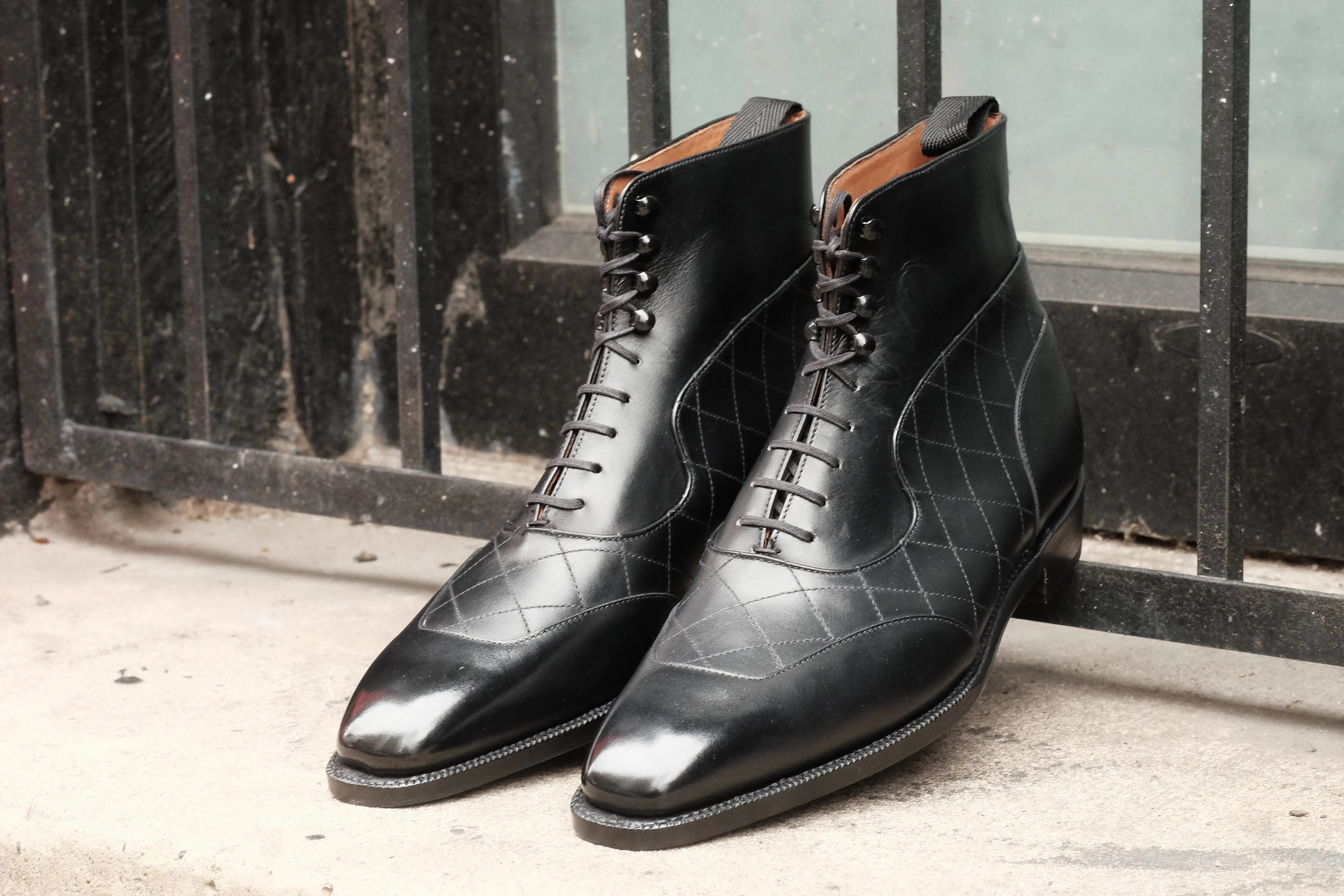 Pinehurst - MTO - Black Calf / Quilted Black Calf  - LPB Last - Single Leather Sole