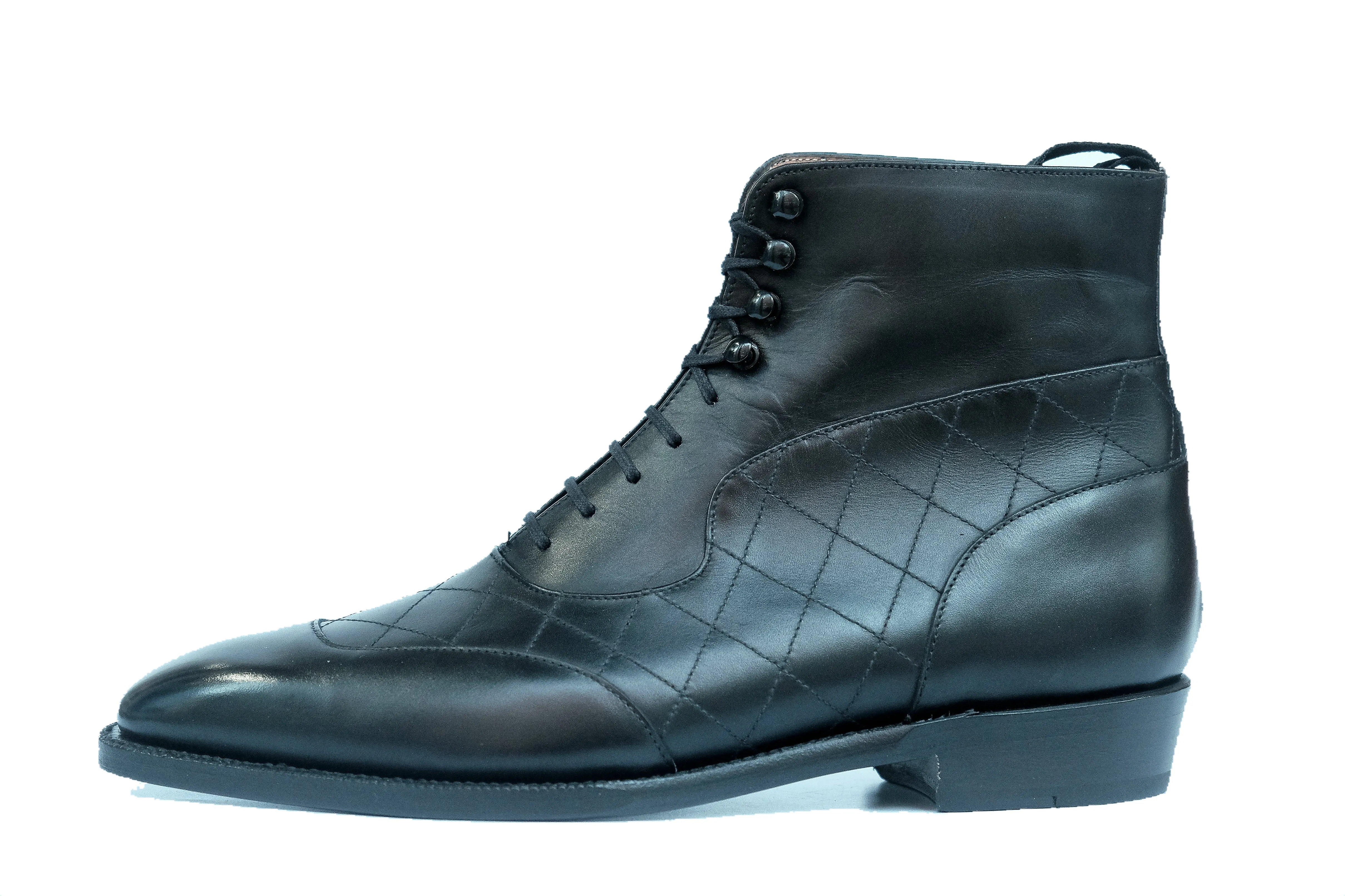 Pinehurst - MTO - Black Calf / Quilted Black Calf  - LPB Last - Single Leather Sole