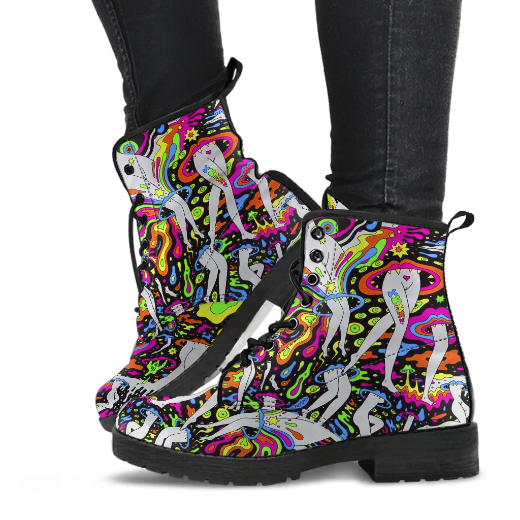 Psychedelic Art Vegan Leather Boots