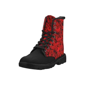 Red Roses Combat Boots - black