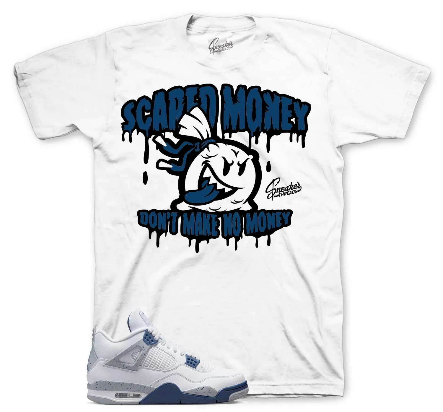 Retro 4 Midnight Navy Scared Money Shirt