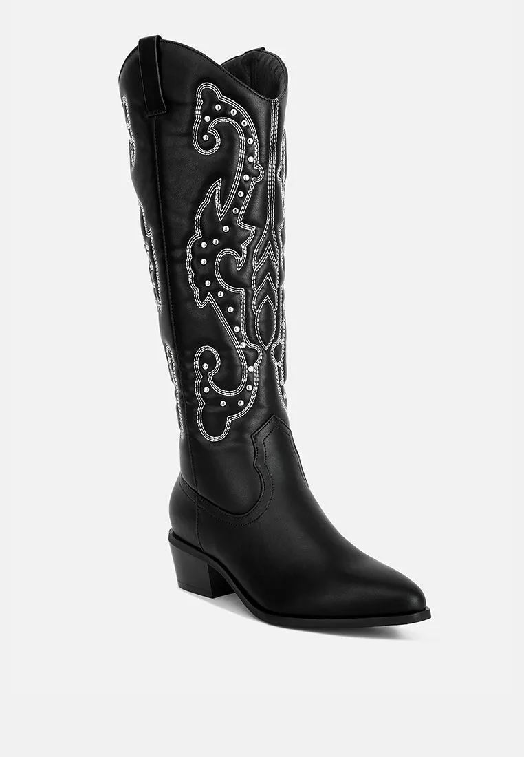 Reyes Patchwork Studded Cowboy Boots