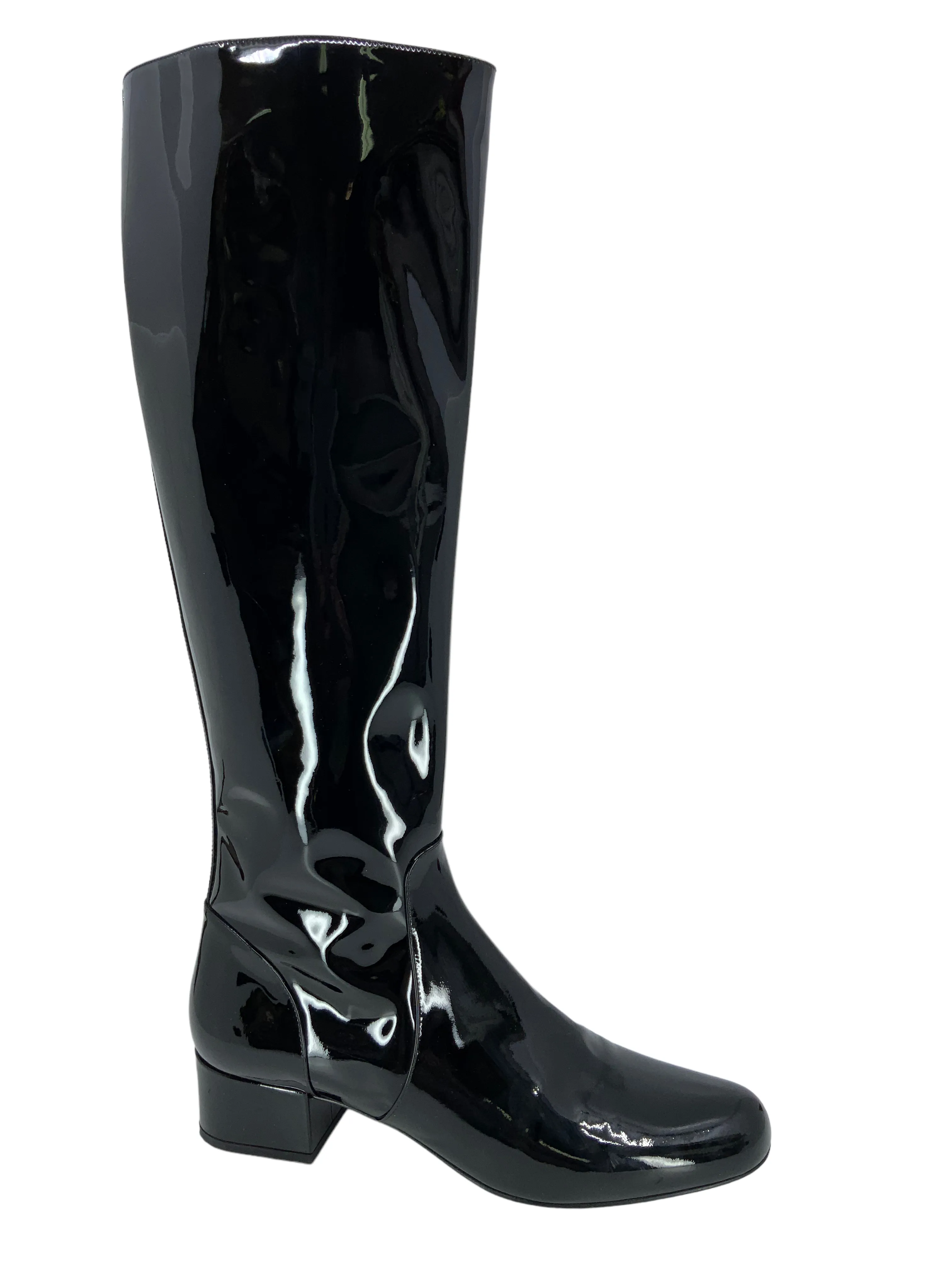 Saint Laurent Patent Leather Mid Calf Boots Size 9