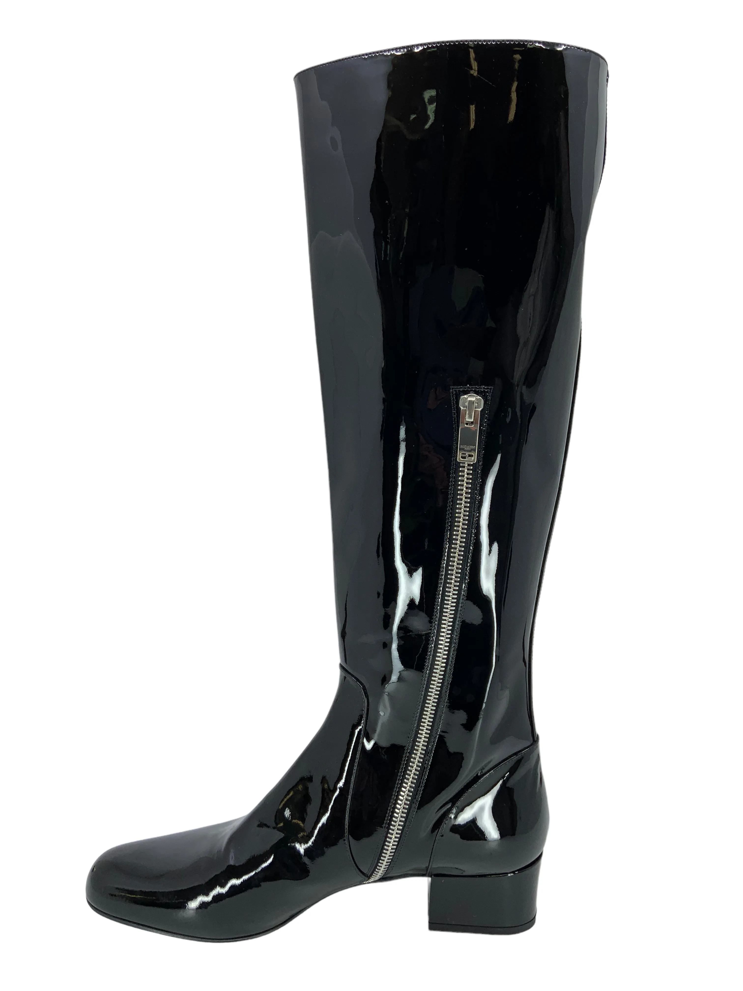 Saint Laurent Patent Leather Mid Calf Boots Size 9