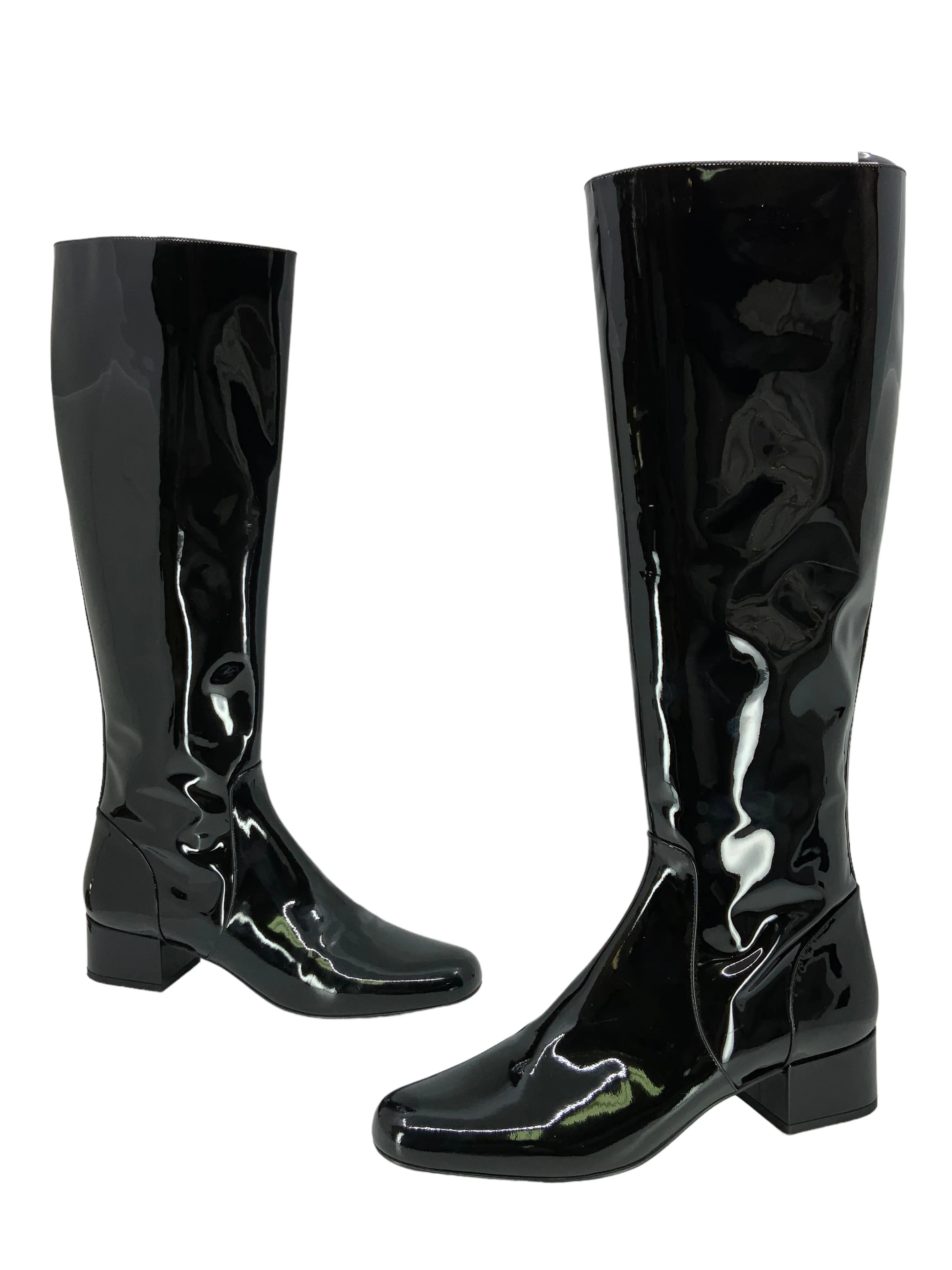 Saint Laurent Patent Leather Mid Calf Boots Size 9